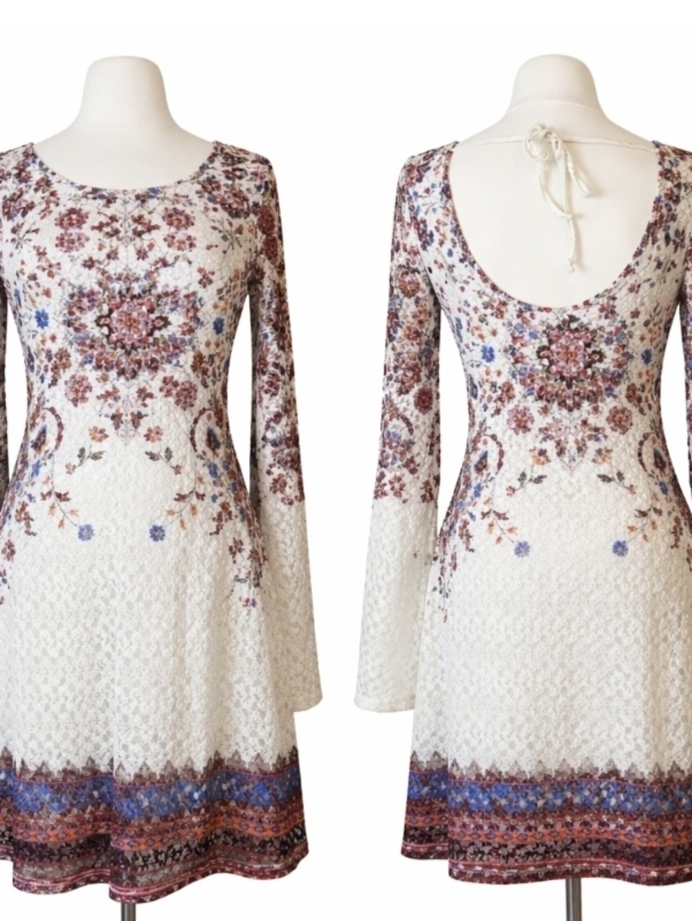 Wild Fable floral crochet bell sleeve festival concert bohemiamln beach dress